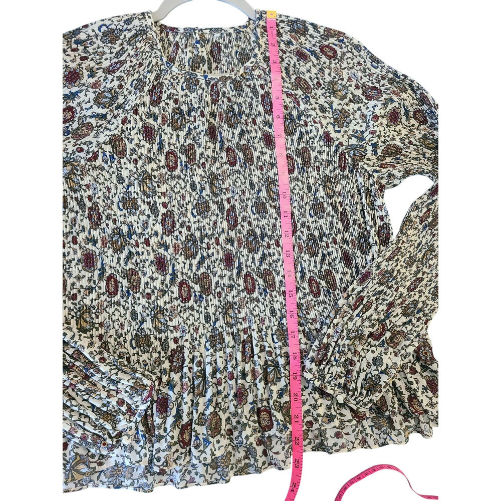 Veronica Beard Lewin Vine Floral Smocked Blouse Top Whitestone Multi Size 10 (M) - Picture 9 of 9